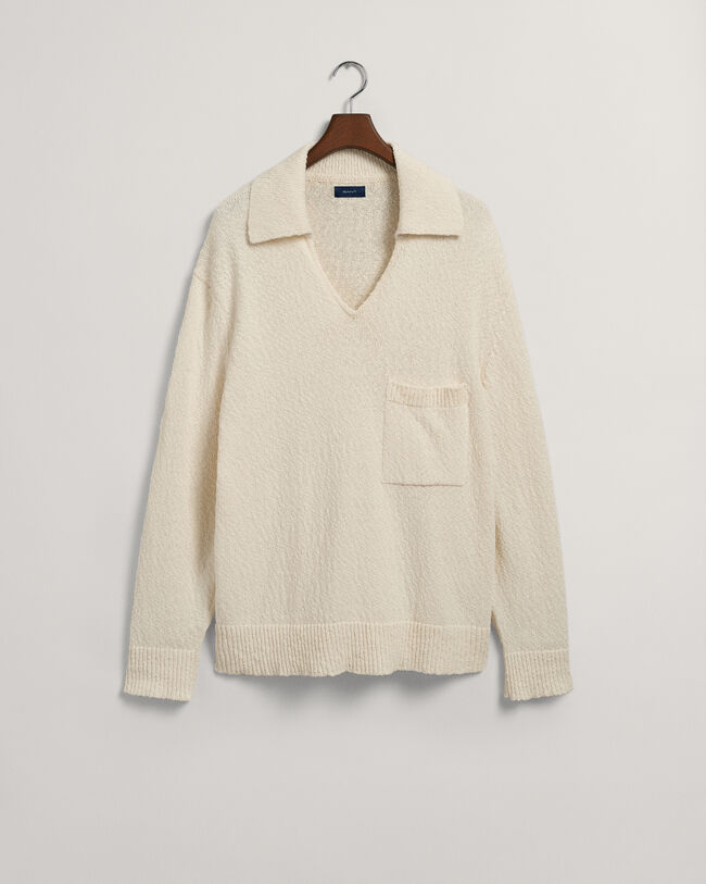 Polo com mistura de fios de linho e algod&atilde;o