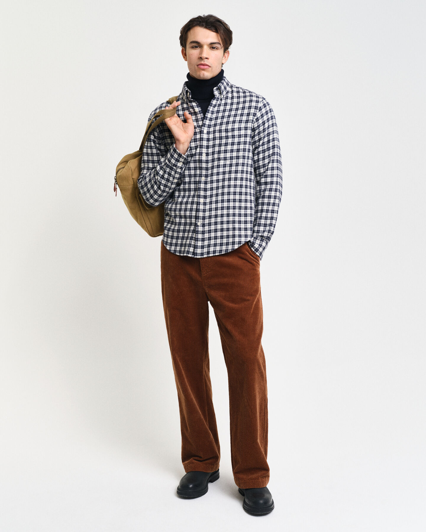 Camisa de flanela com padrão de xadrez regular fit