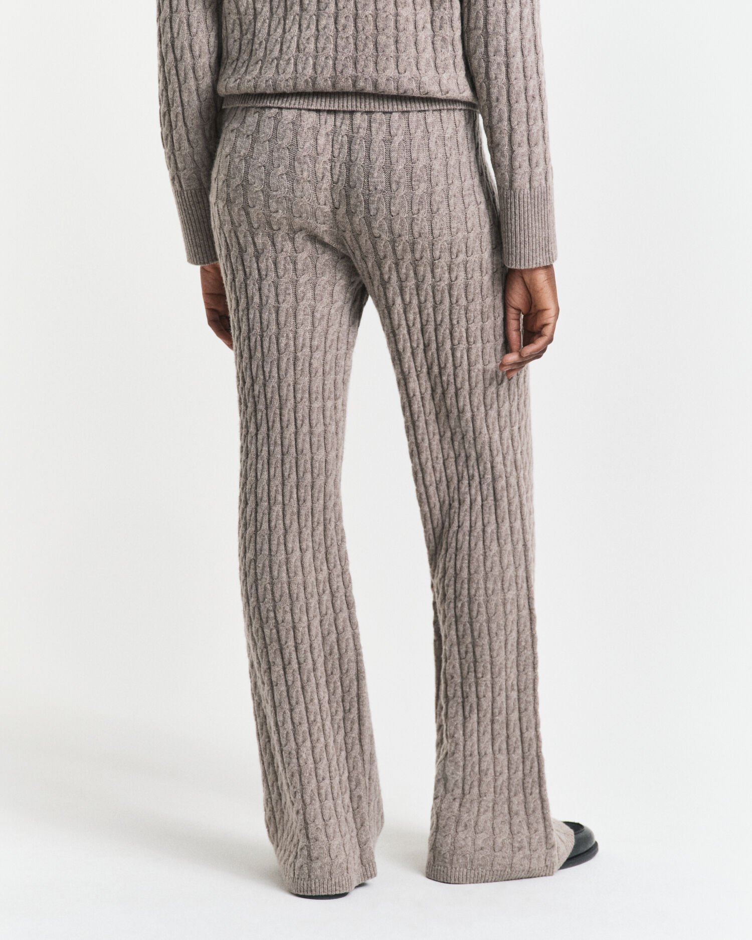 Calças em malha entrançada de lã