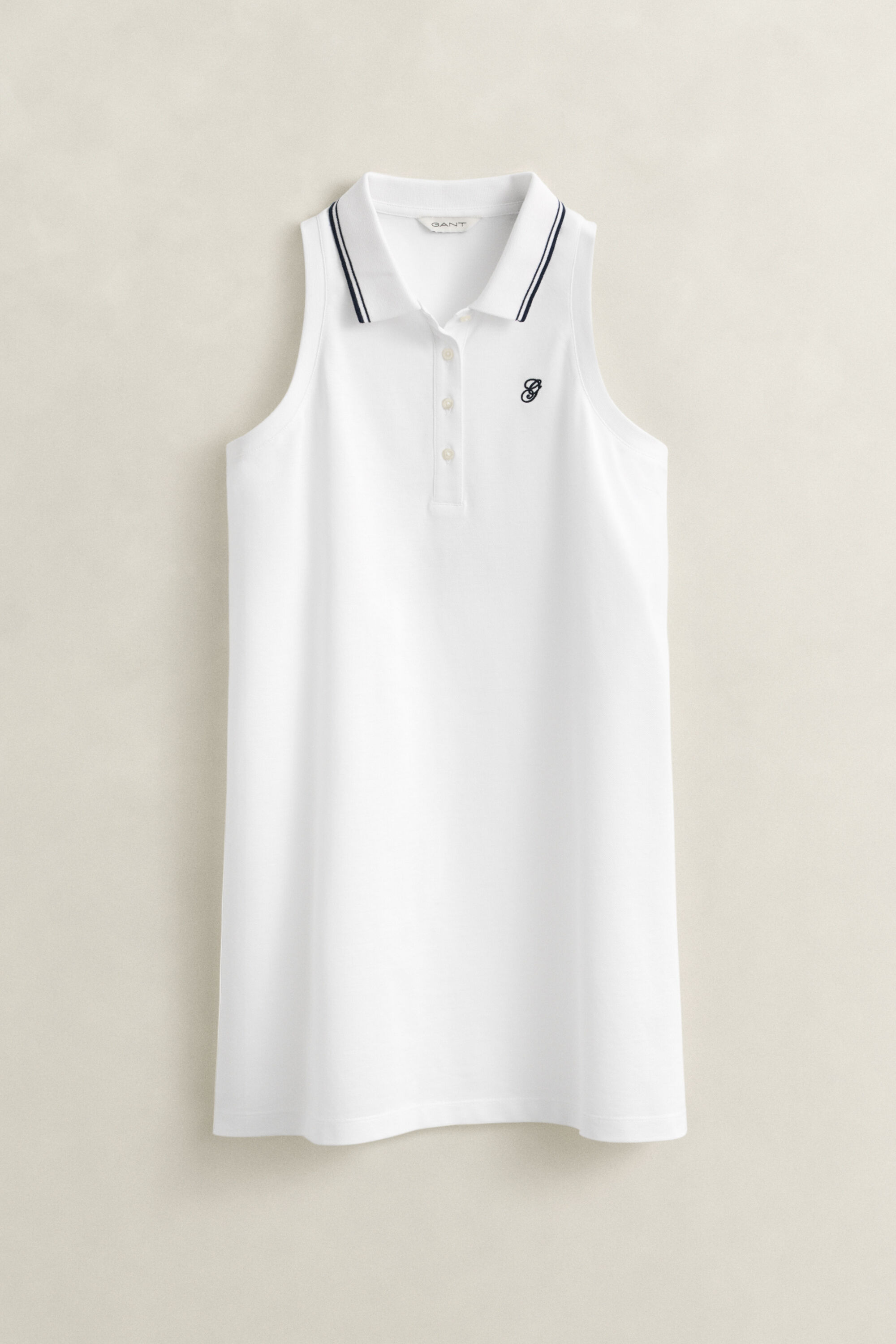 Vestido-polo sem mangas em algodão piqué