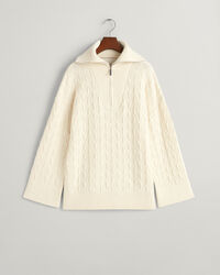 Pulover com meio fecho em malha com padrão espinha de peixe