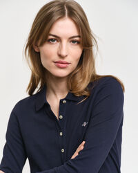 Polo de manga comprida em algodão piqué Shield