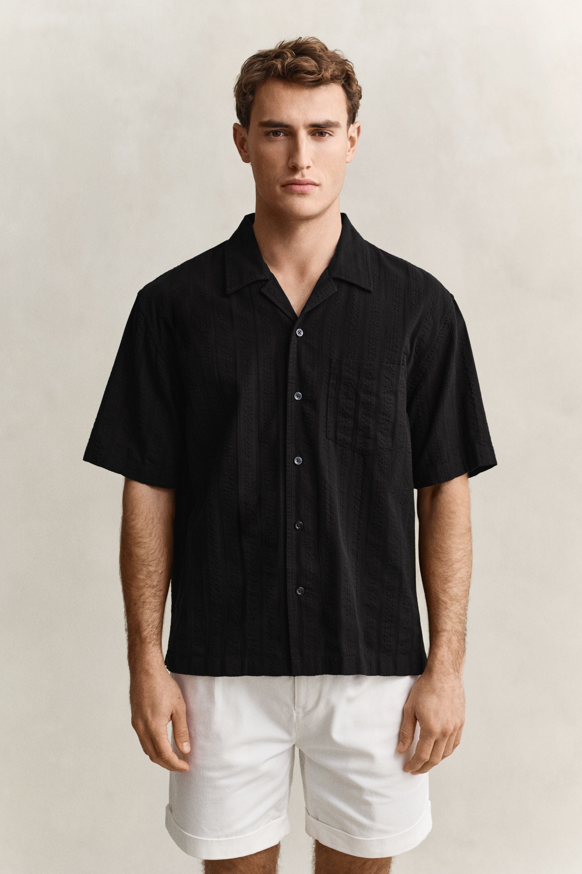 Camisa às riscas Dobby relaxed fit