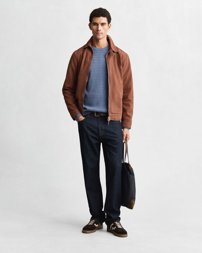 Camisola em mini malha entrançada com decote redondo