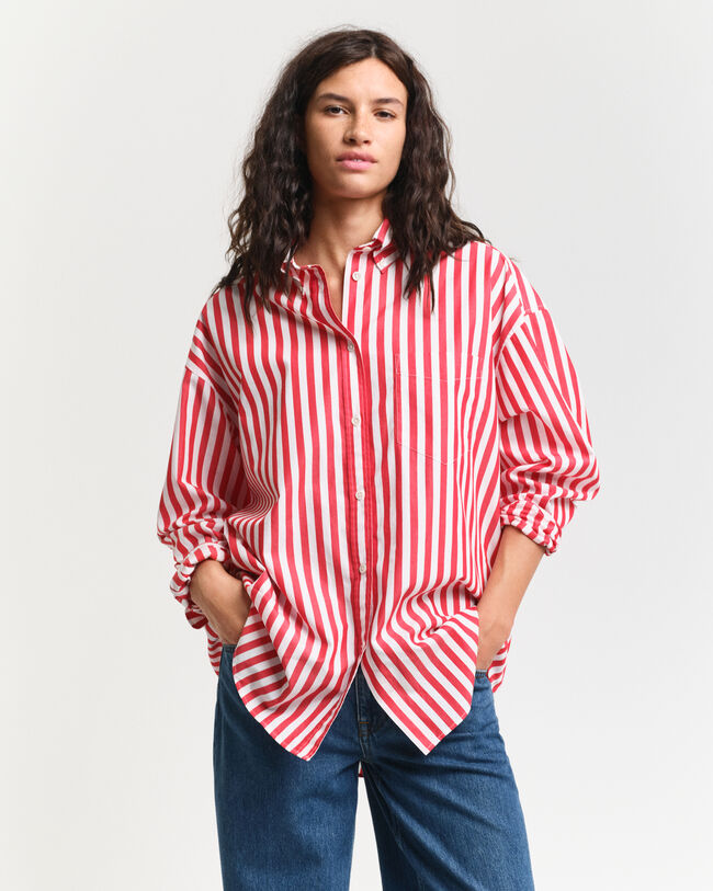 Camisa em popelina às riscas Classic oversized