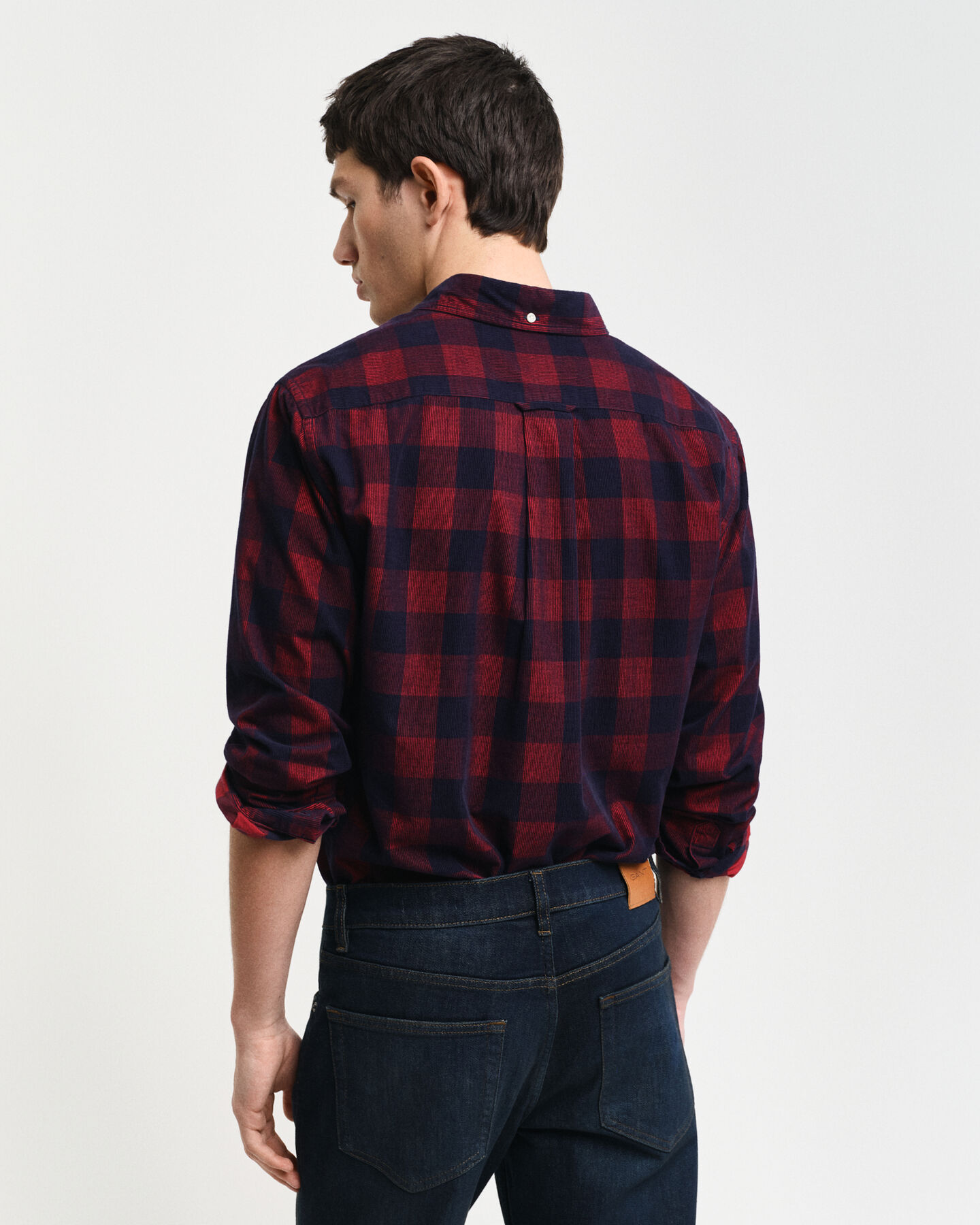 Camisa de bombazina com padrão axadrezado regular fit