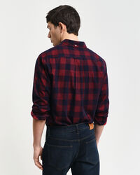 Camisa de bombazina com padrão axadrezado regular fit