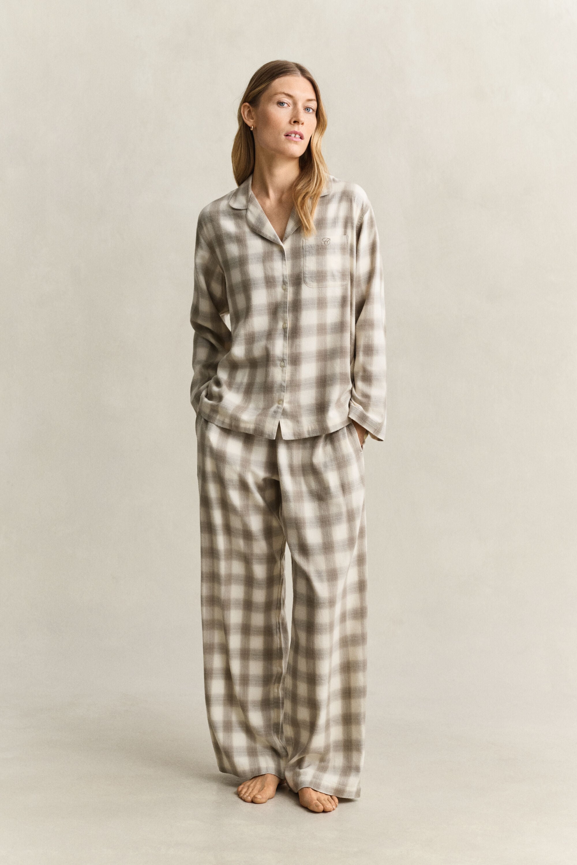 Pijama de flanela com padrão de xadrez