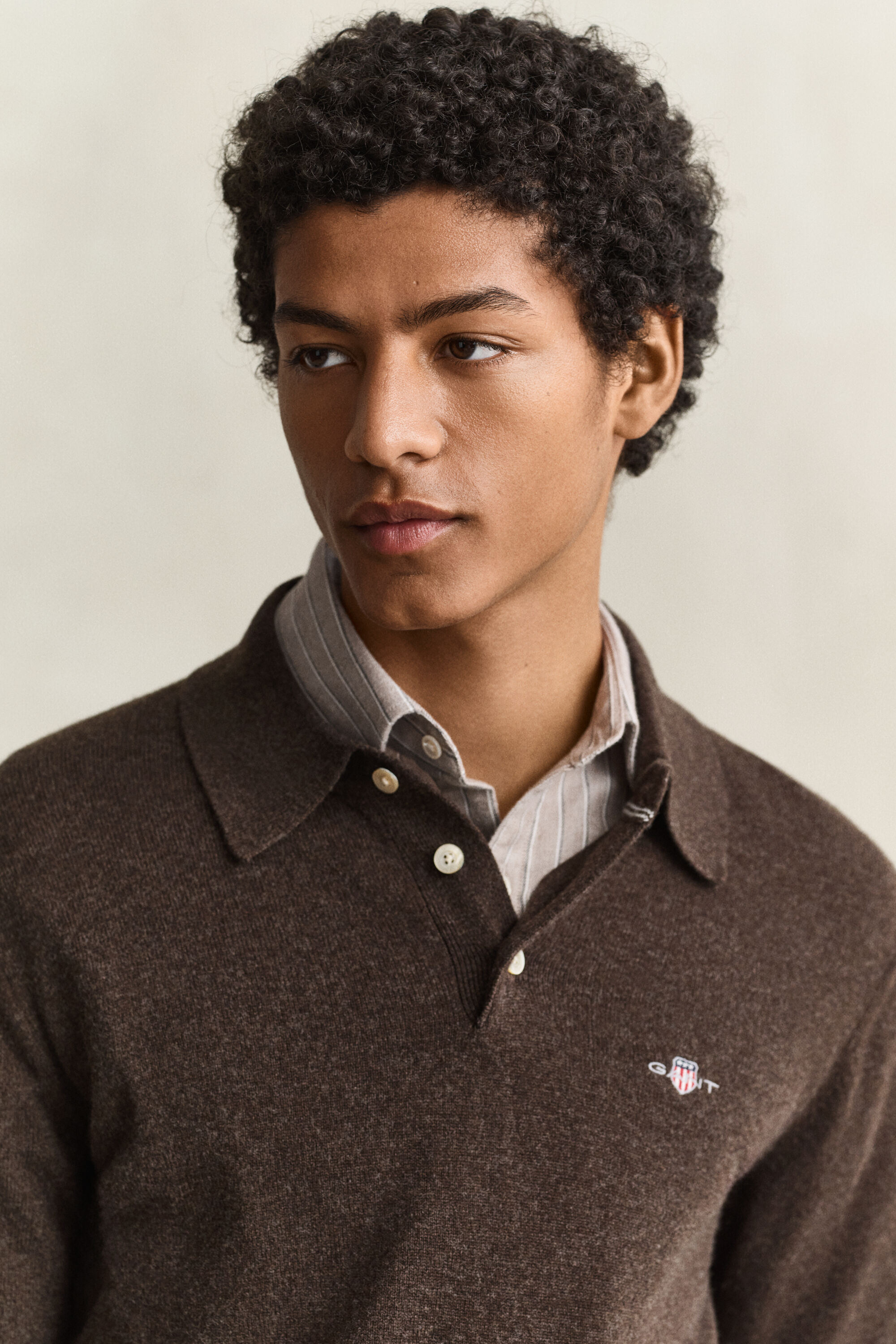 Camisola de malha tipo polo em lã extrafina