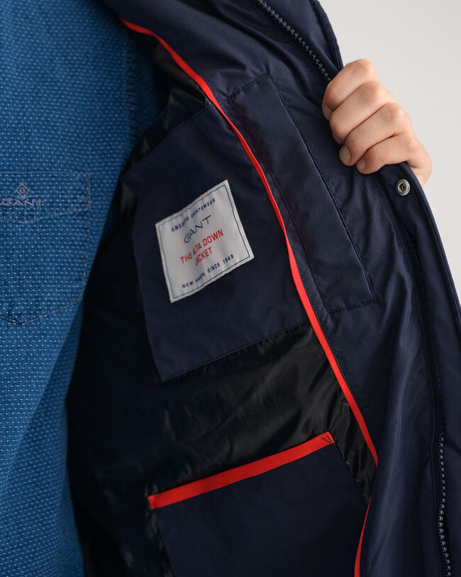 Blusão de penas comprido Alta