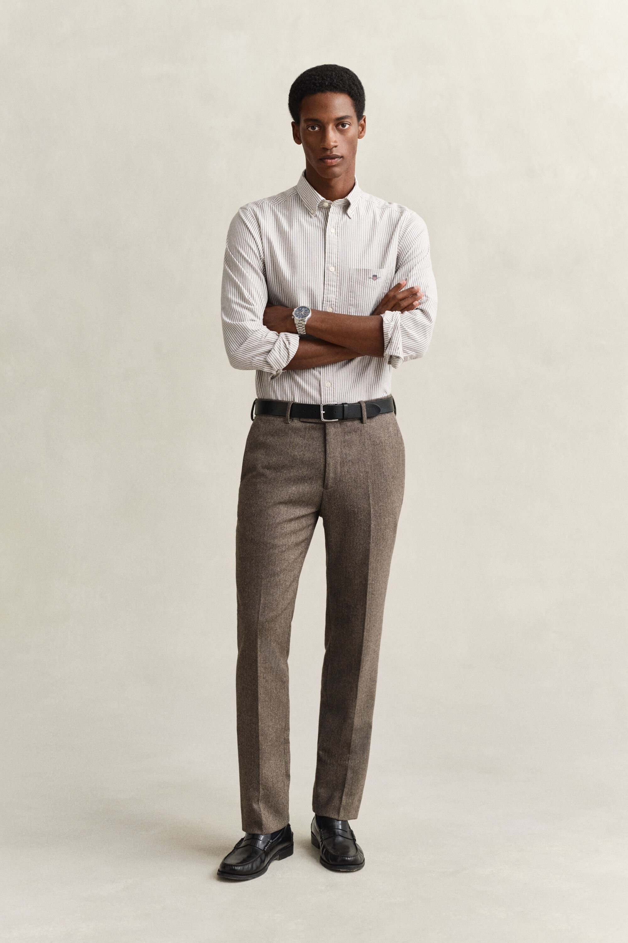 Camisa Oxford às riscas finas Classic