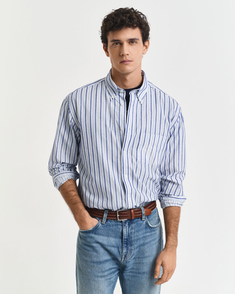Camisa &agrave;s riscas Textured relaxed fit