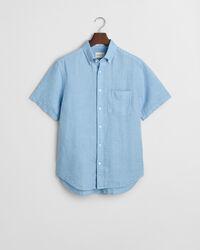 Camisa de linho tingida com manga curta regular fit