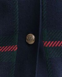 Casaco de malha com decote em V e padrão de xadrez