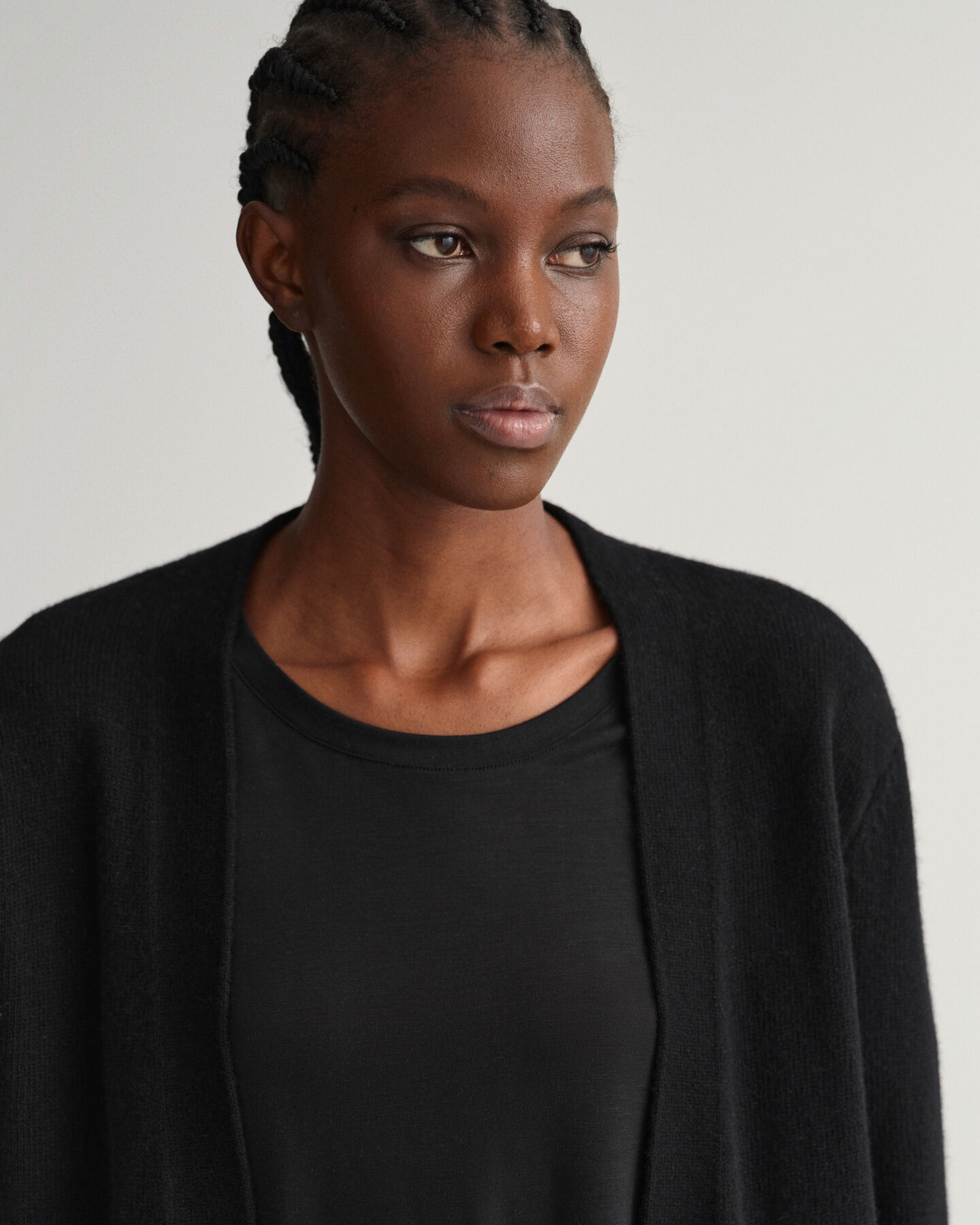 Casaco de malha comprido em lã