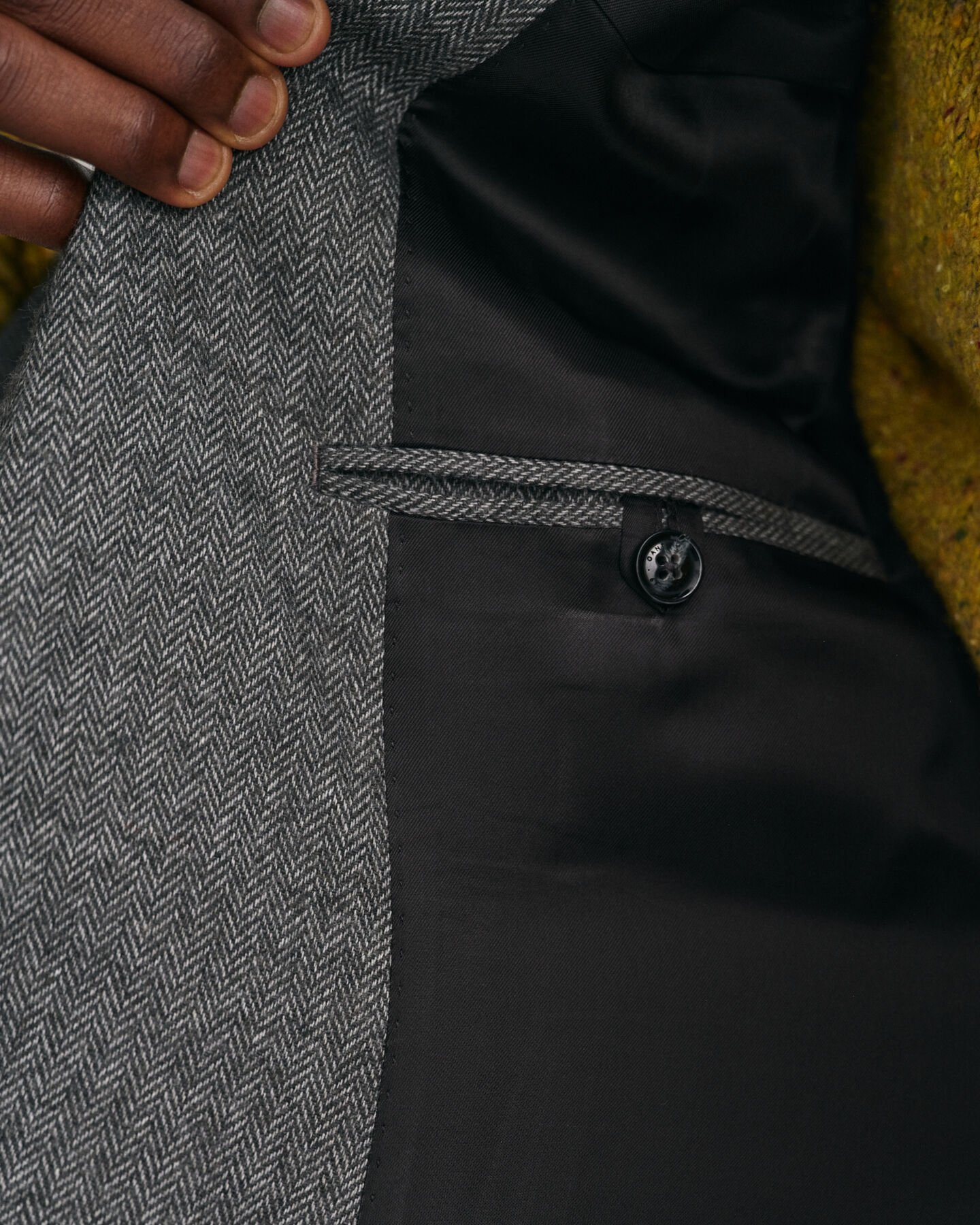 Blazer de fato com padrão espinha de peixe