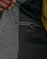 Blazer de fato com padrão espinha de peixe