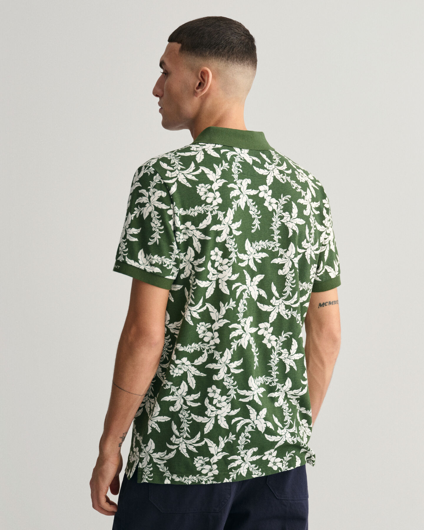 Polo em algod&atilde;o piqu&eacute; Palm Lei Print