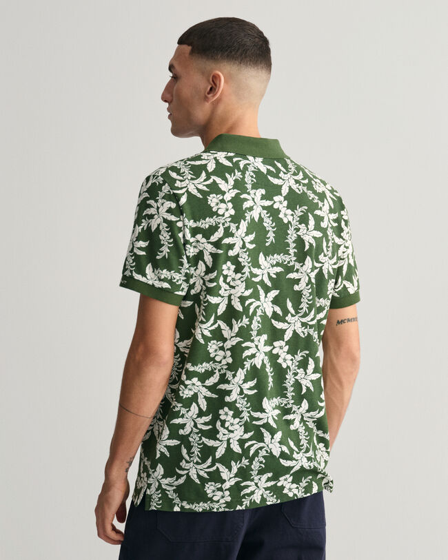 Polo em algod&atilde;o piqu&eacute; Palm Lei Print