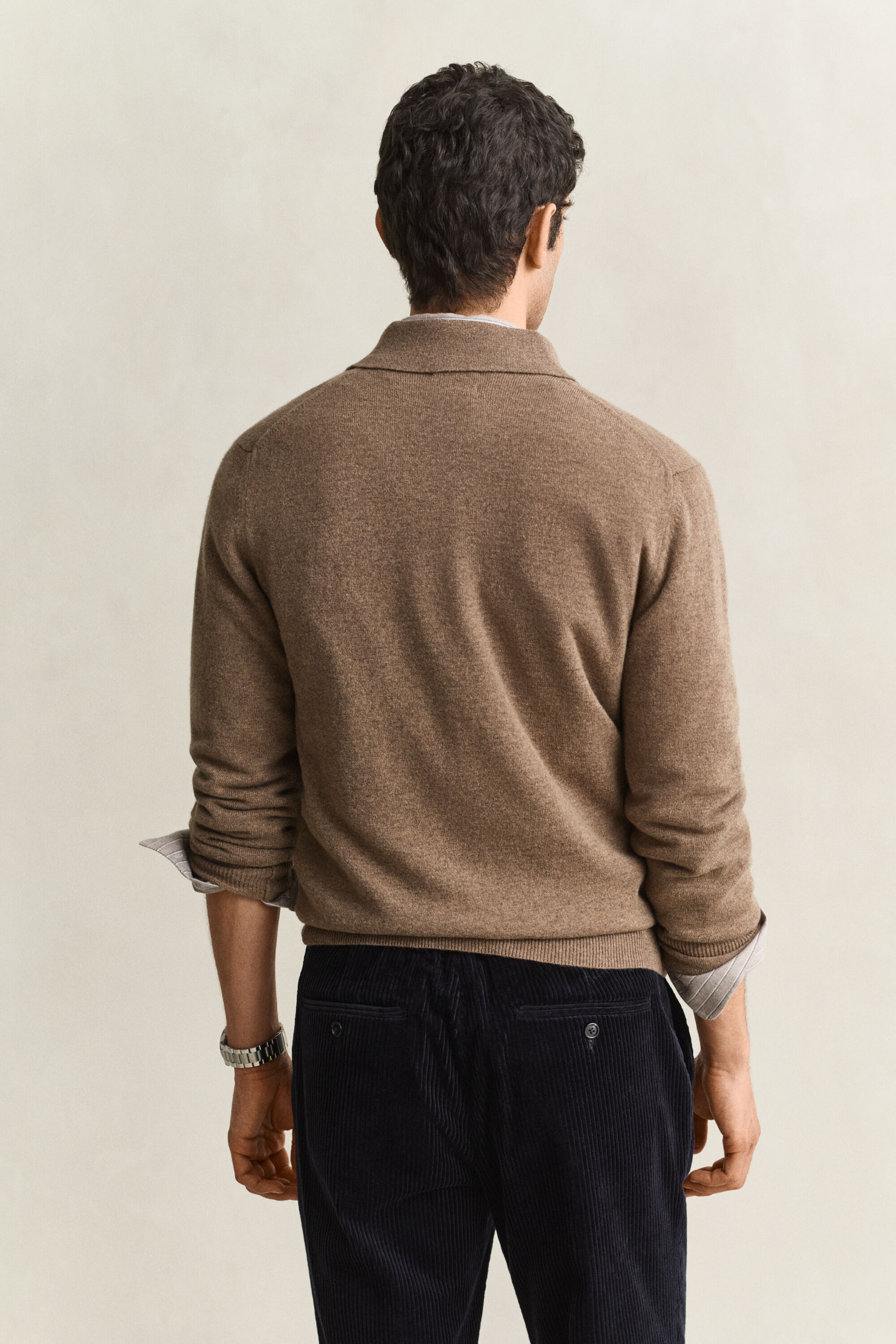 Camisola de malha tipo polo em lã extrafina