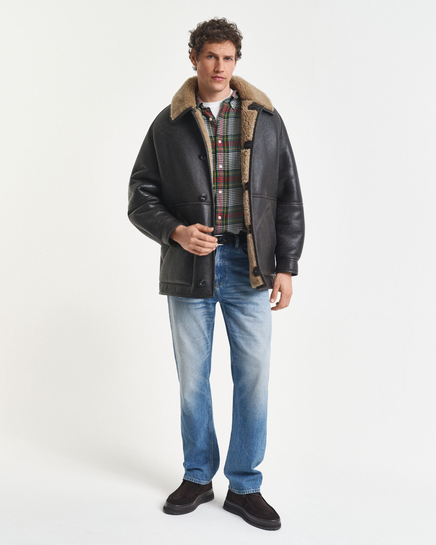 Camisa de sarja com padrão de xadrez leve relaxed fit