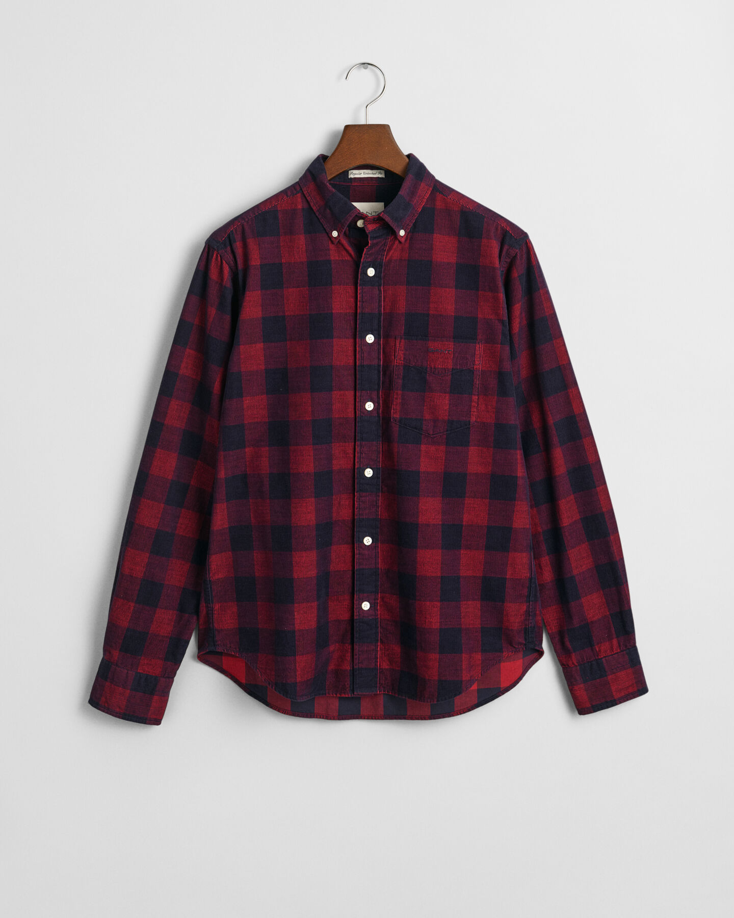 Camisa de bombazina com padrão axadrezado regular fit