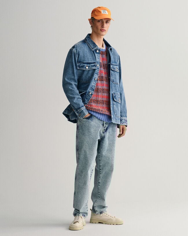 Pulover com decote redondo multicolor Textured