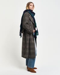 Gabardina em lã com padrão de xadrez