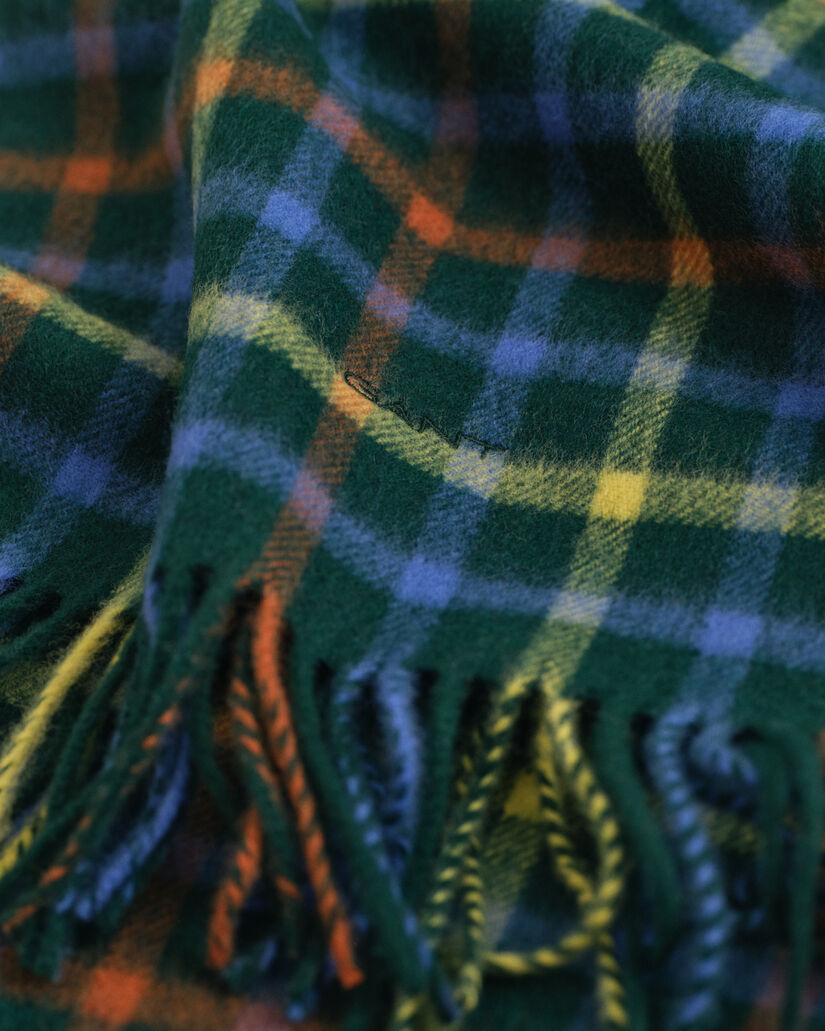 Cachecol de lã com padrão de xadrez