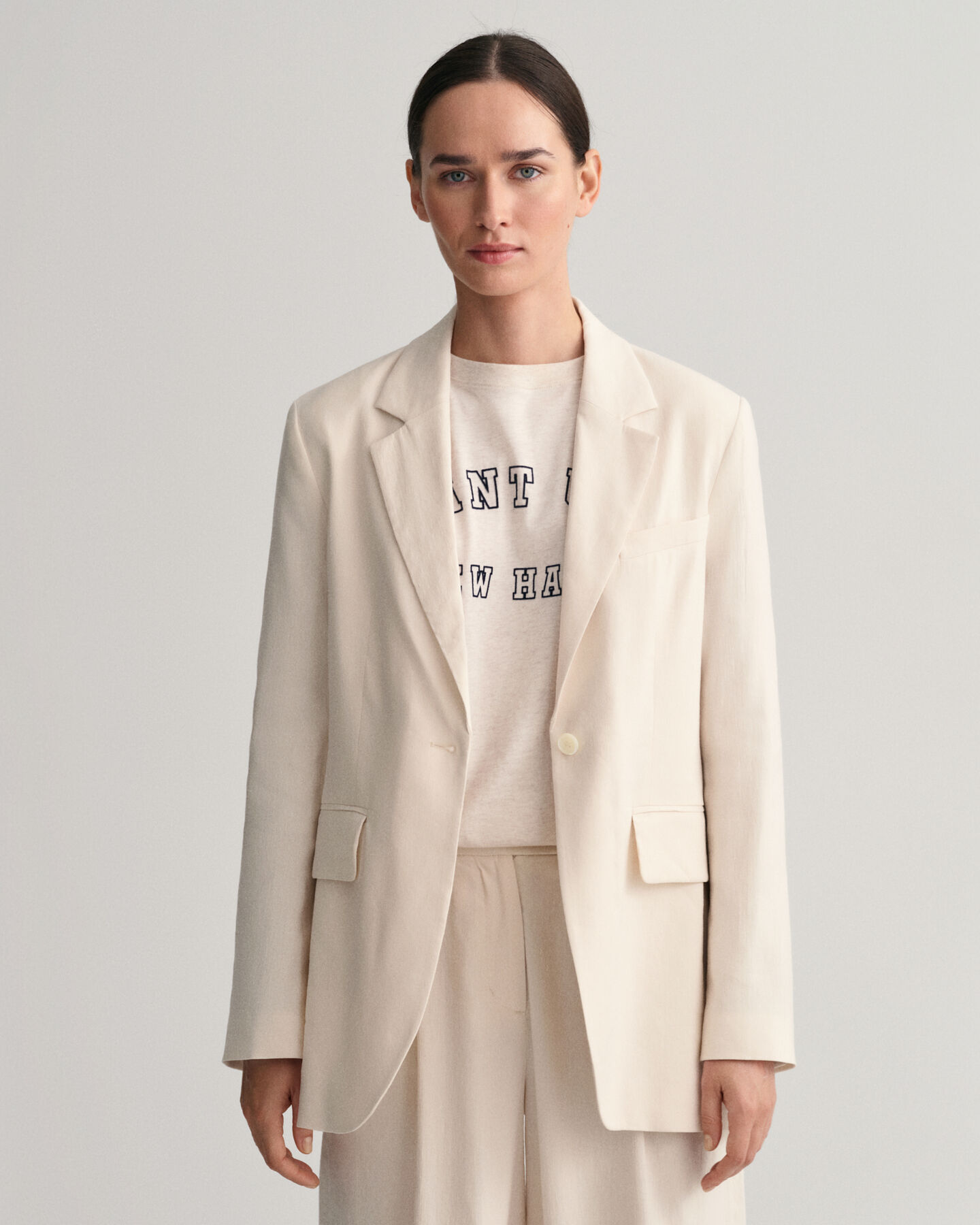 Blazer em linho com elastano regular fit