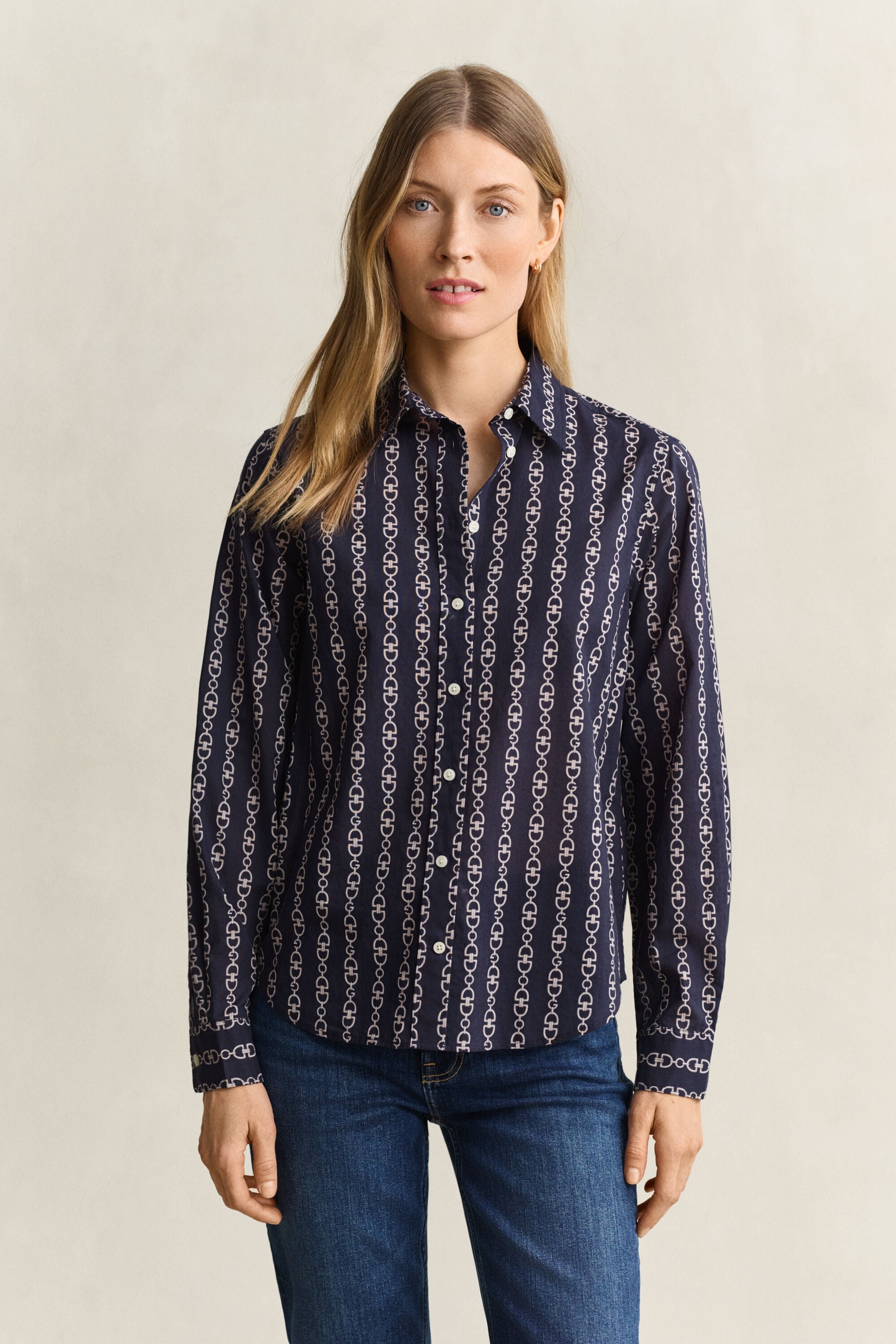 Camisa em voile de algodão com estampado