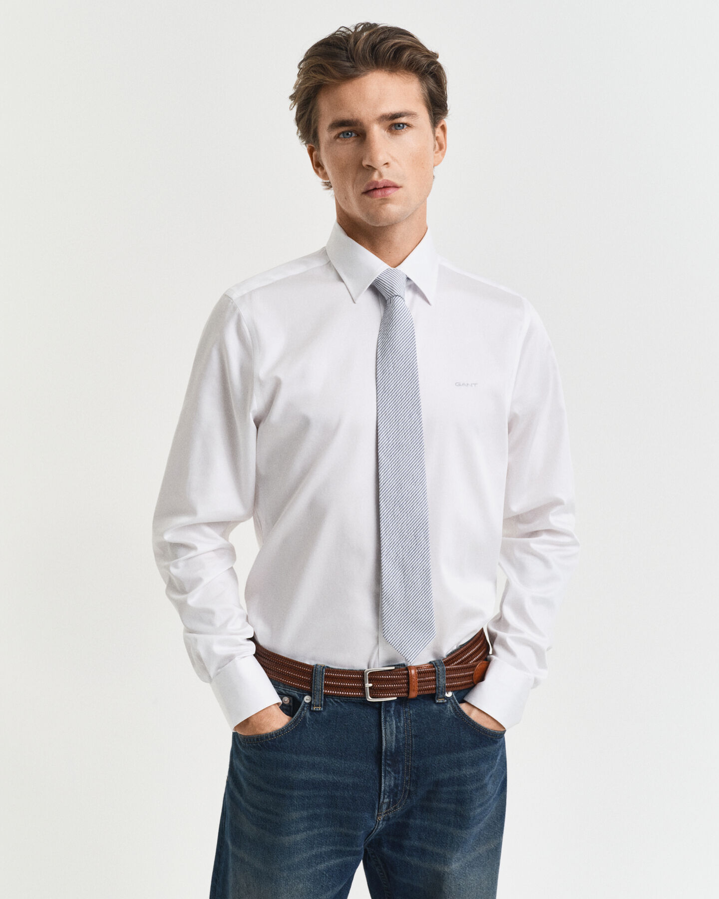 Camisa em cetim slim fit
