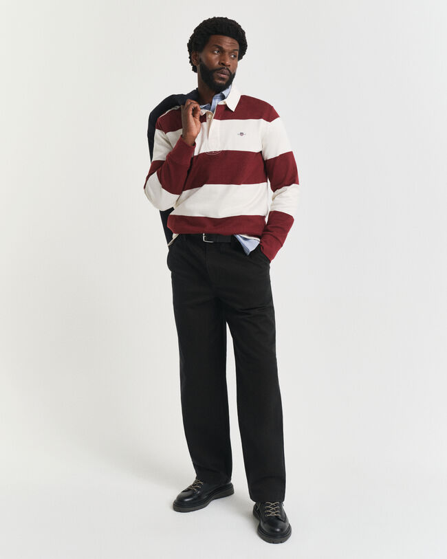 Calças chino em sarja e algodão relaxed fit