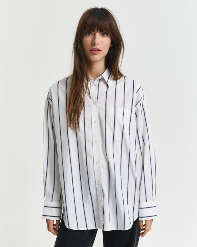 Camisa em popelina às riscas Classic oversized