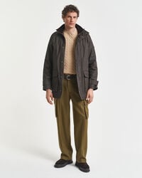 Camisola em malha entrançada de algodão com decote redondo