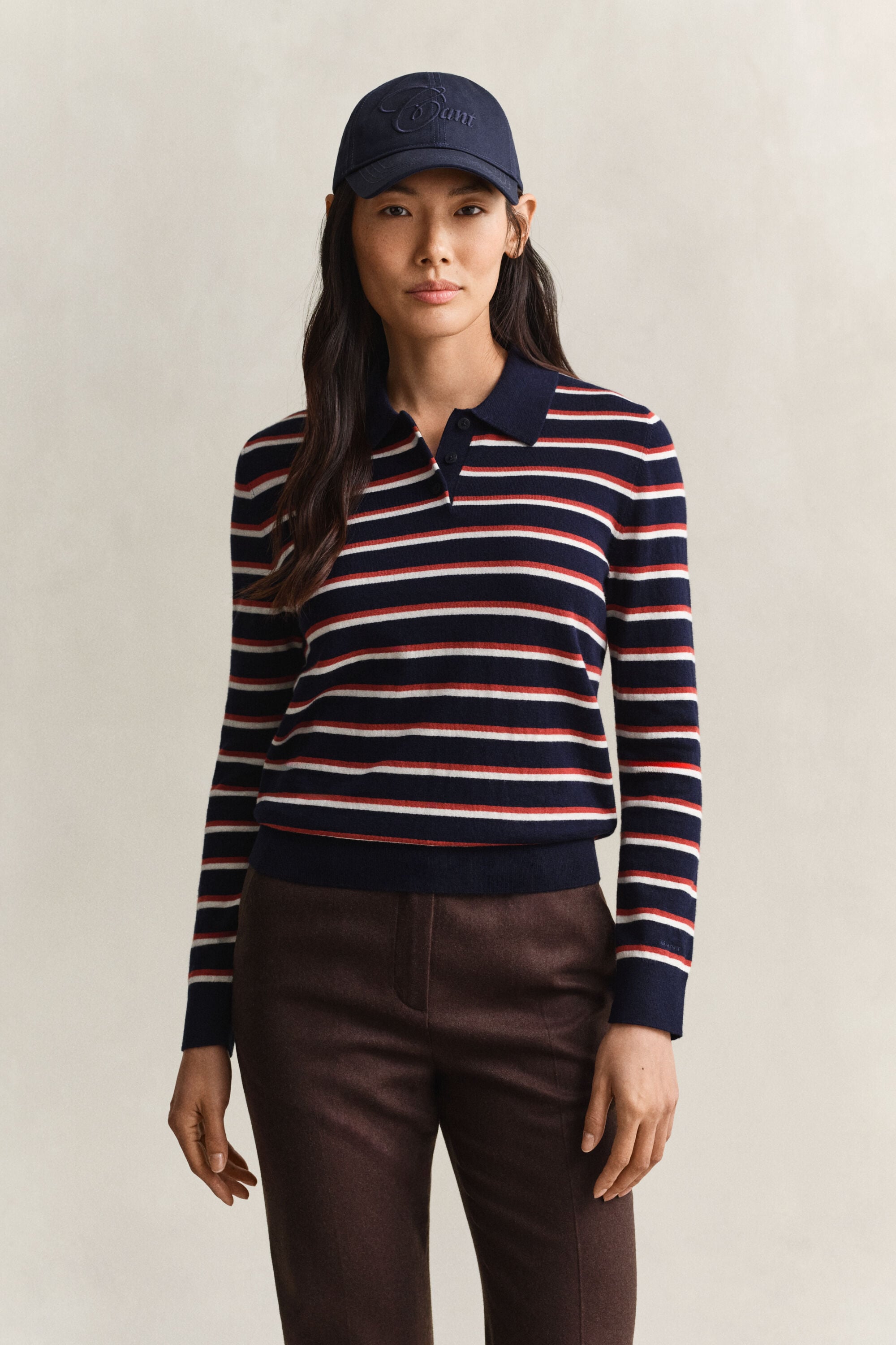 Camisola de malha fina às riscas