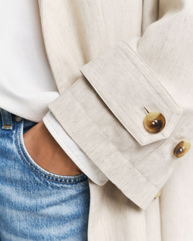 Gabardina em mistura de linho