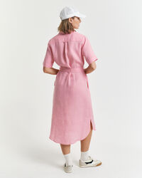 Vestido-camisa de manga curta em linho