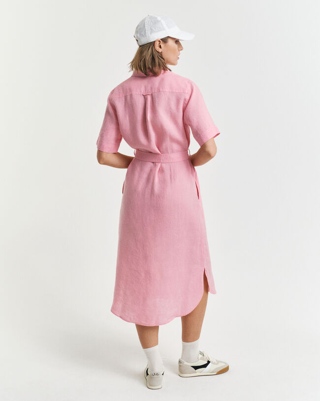 Vestido-camisa de manga curta em linho