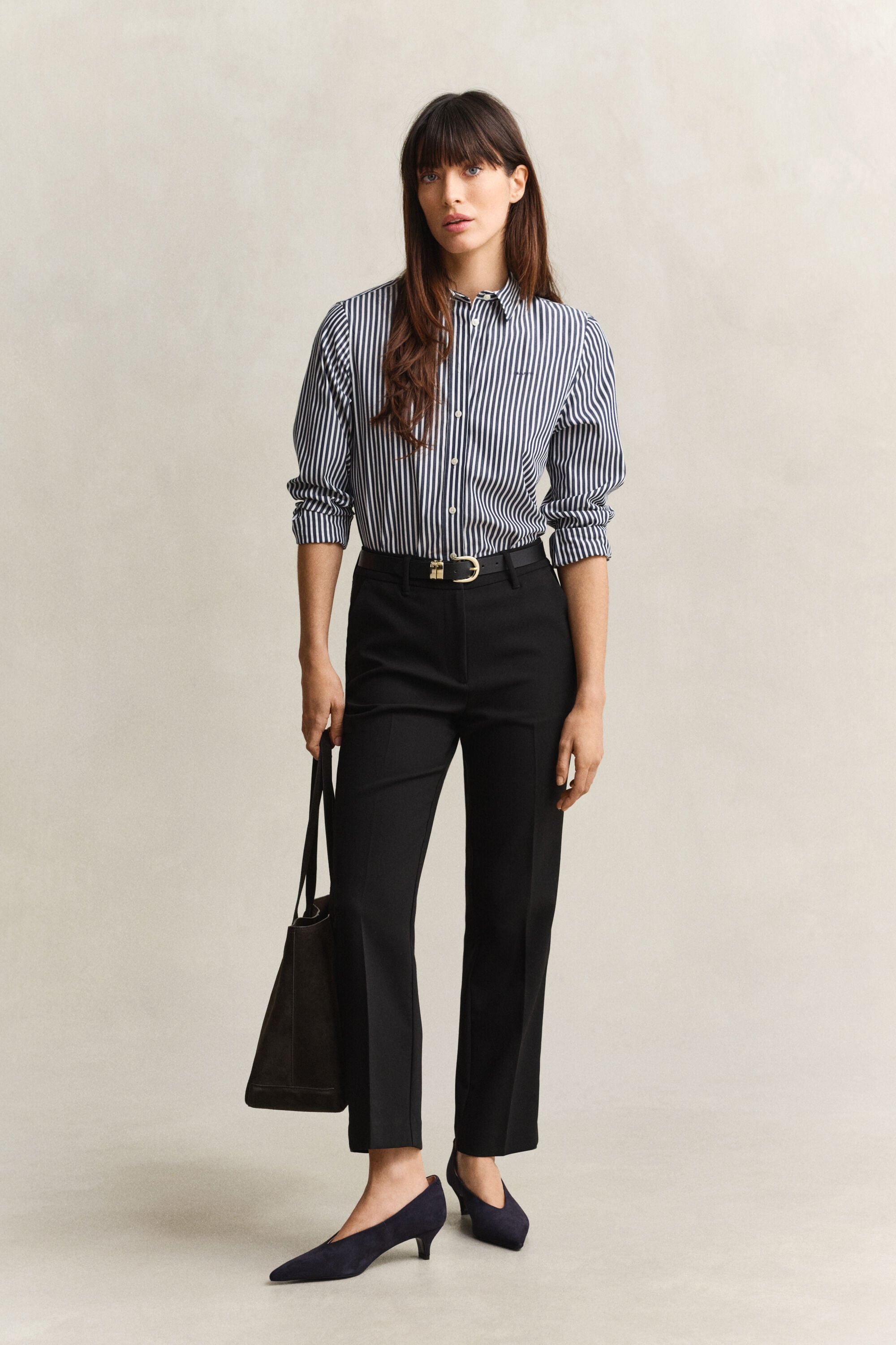Camisa em popelina às riscas Classic regular fit