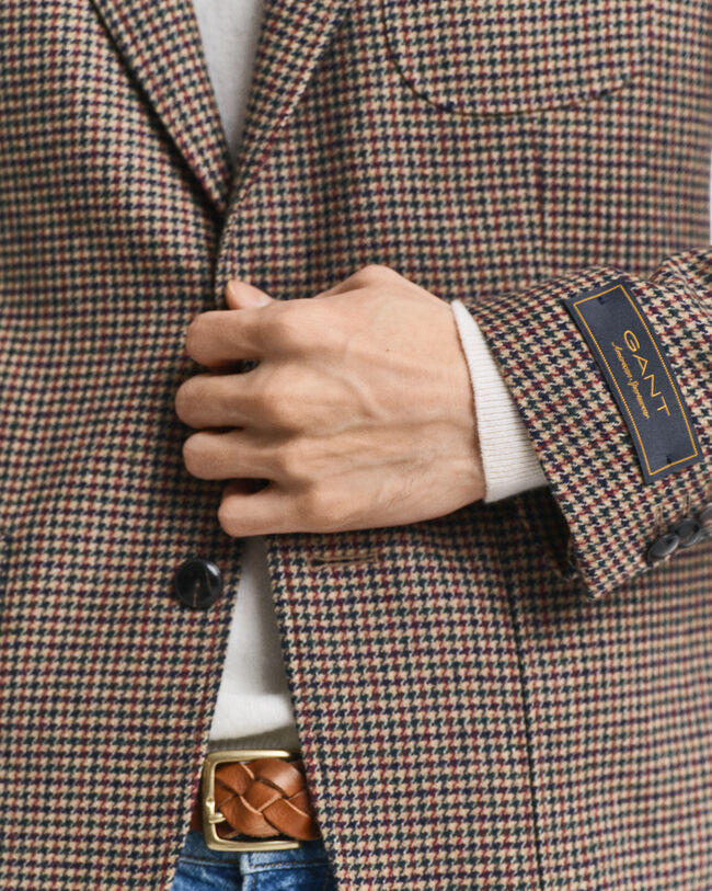 Blazer com padrão de xadrez Houndstooth slim fit