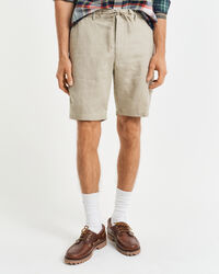 Calções com cordão de linho relaxed fit