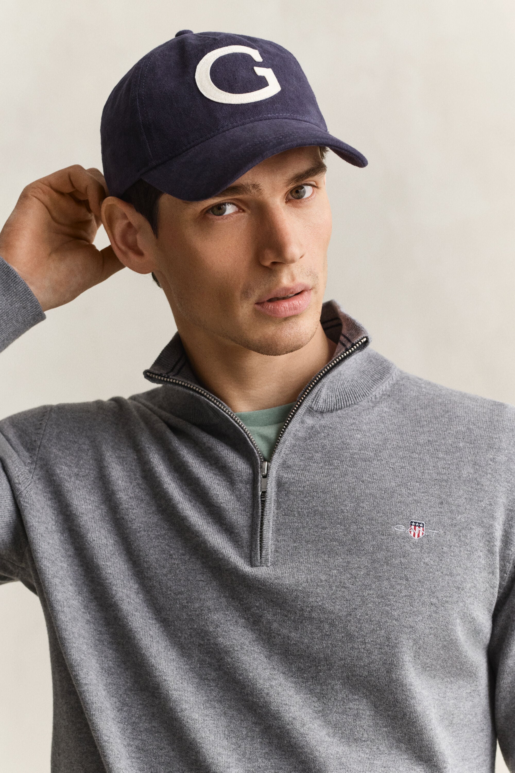 Sweatshirt com meio fecho em algodão clássico