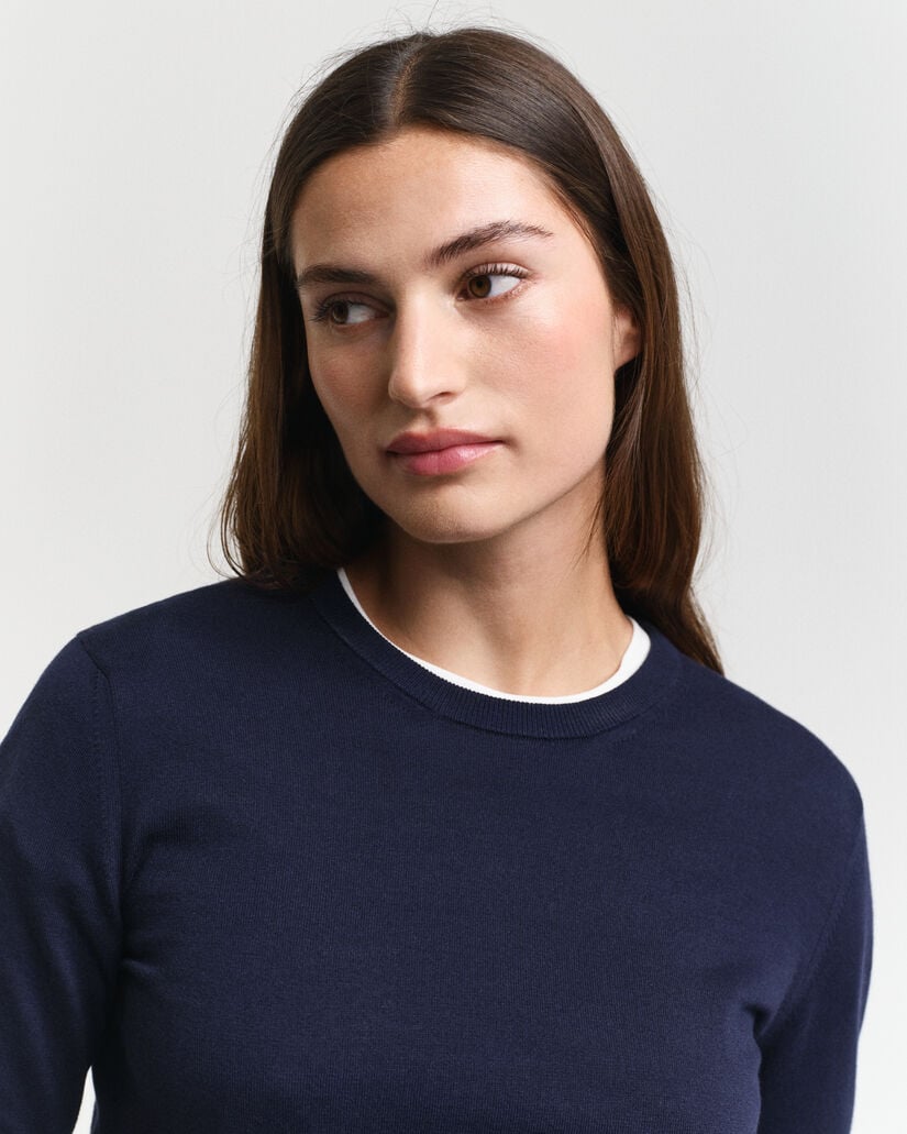 Camisola de malha fina com decote redondo