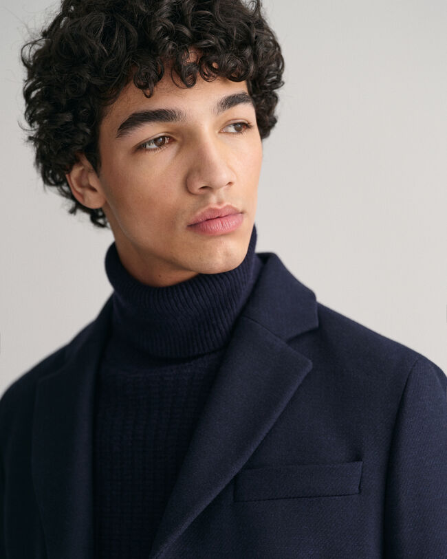 Sobretudo clássico formal em lã