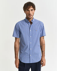 Camisa de manga curta em popelina Gingham clássica regular fit