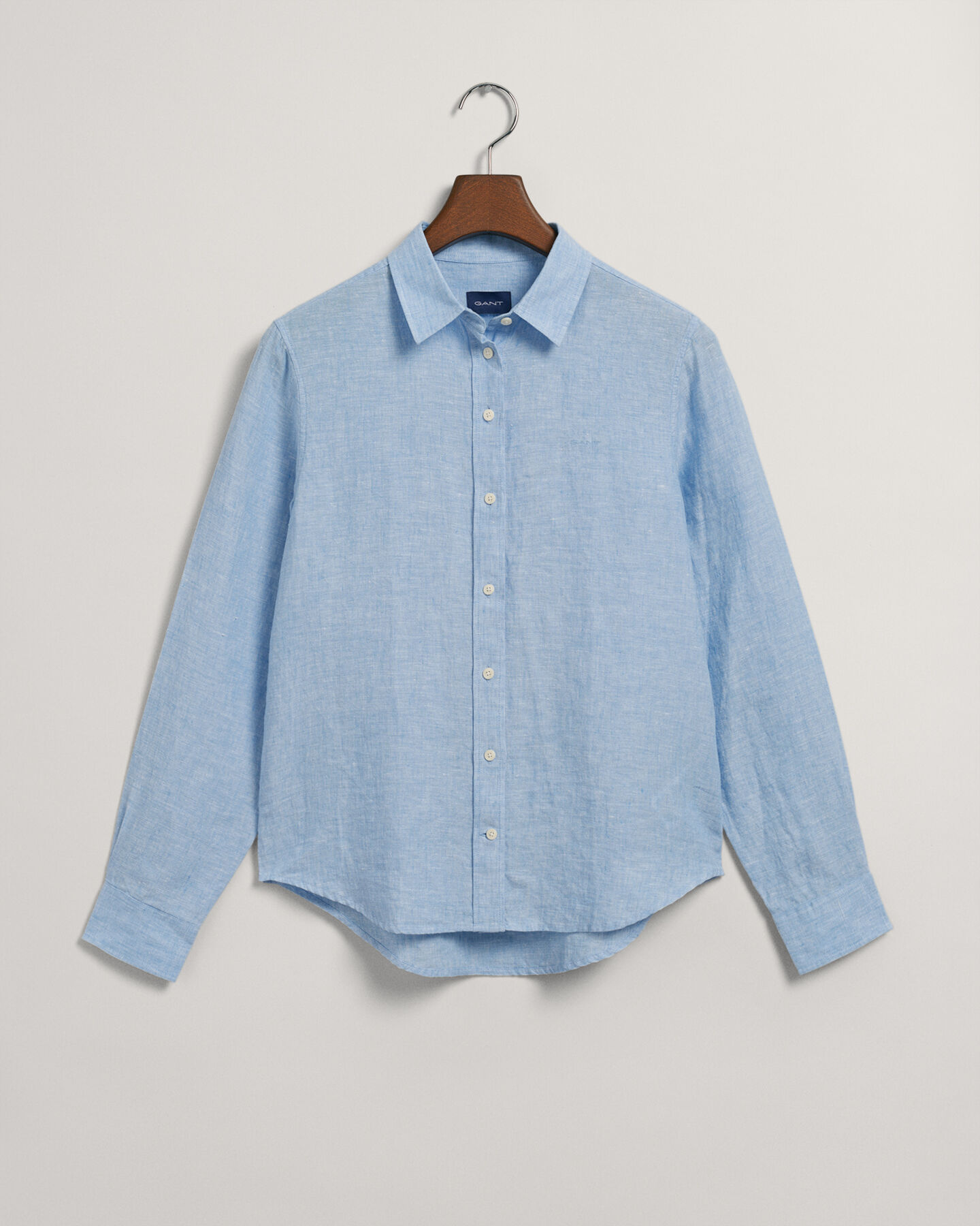 Camisa em chambray de linho regular fit