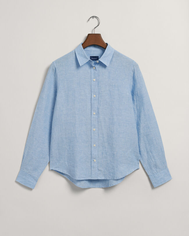 Camisa em chambray de linho regular fit