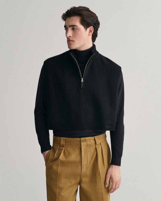 Peitilho em malha de lã com fecho de correr