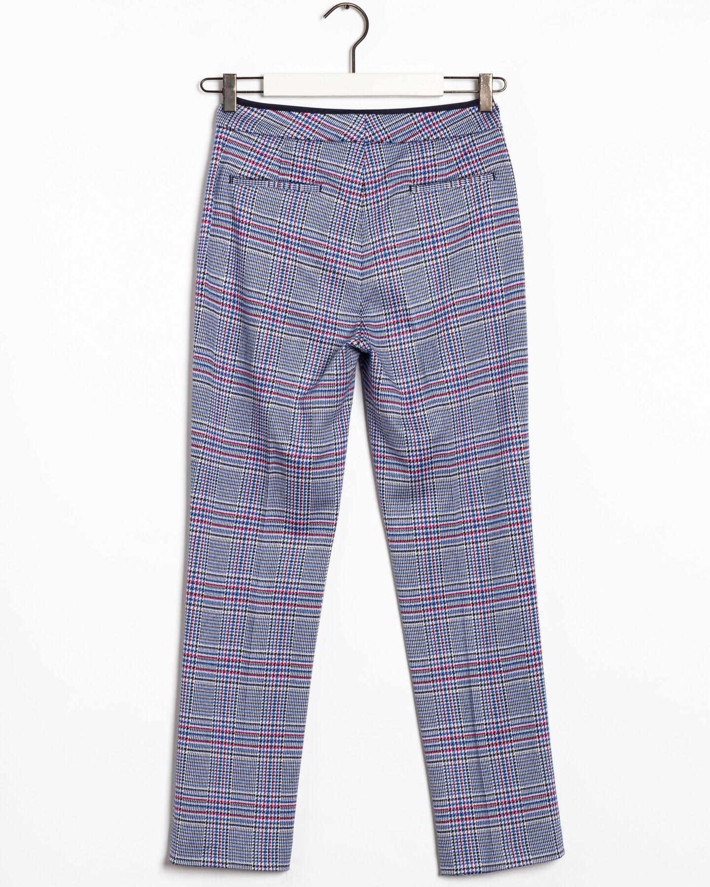 Calças cigarette em jersey axadrezado